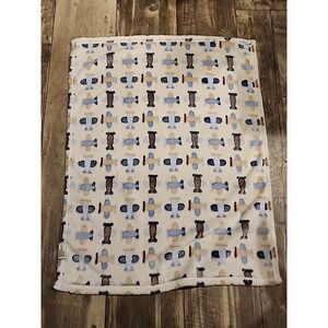 Gold Coast Airplane Baby Blanket Soft Fleece Brown Blue Beige Plane Boy Lovey‎